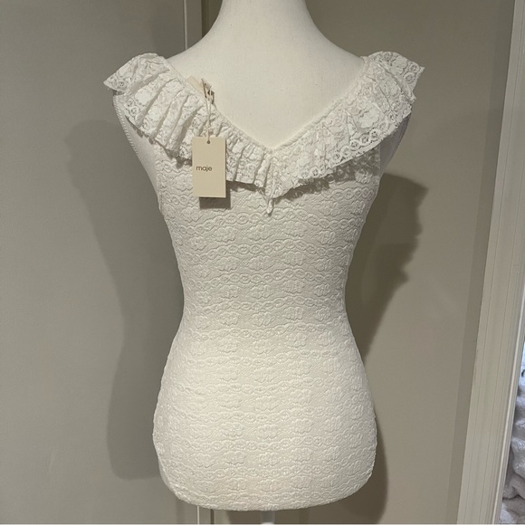 Maje Lody Cream Lace Bodysuit Top - Picture 3 of 4